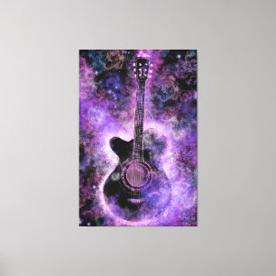 Rock-Gitarre Leinwanddruck Gemälde Lila Wandkunst