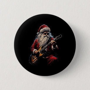 Rock-Gitarre Weihnachtsmann spielt Gitarre - Lusti Button