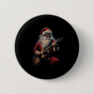 Rock-Gitarre Weihnachtsmann spielt Gitarre - Lusti Button