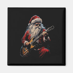 Rock-Gitarre Weihnachtsmann spielt Gitarre - Lusti Magnet