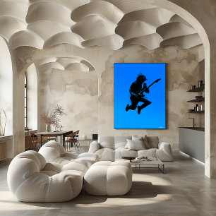 Rock-Gitarristenposter – schwarze Silhouette auf B Poster
