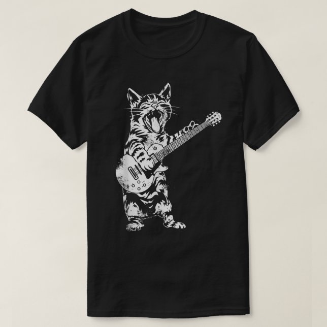 Rock Guitar Cat Funny Music Design T-Shirt (Design vorne)