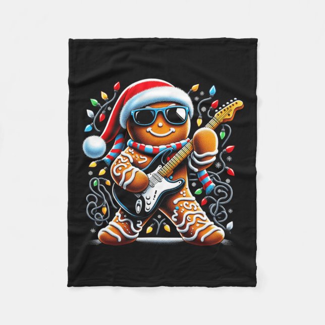 Rock Guitar Gingerbread Gitarre spielen - lustige  Fleecedecke (Vorderseite)