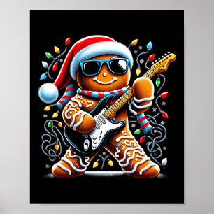 Rock Guitar Gingerbread Gitarre spielen - lustige  Poster