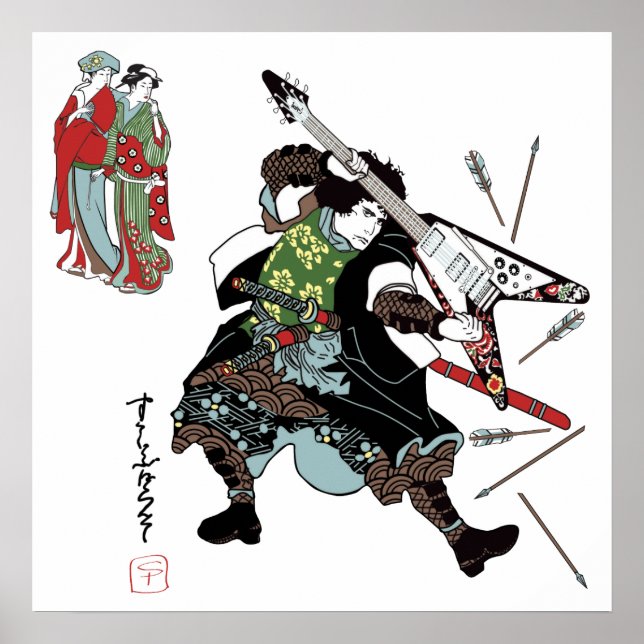 Rock Guitar Samurai - Gitarrenposter Poster (Vorne)