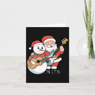 Rock Guitar Snowman und Santa Claus Gitarre spiele Karte