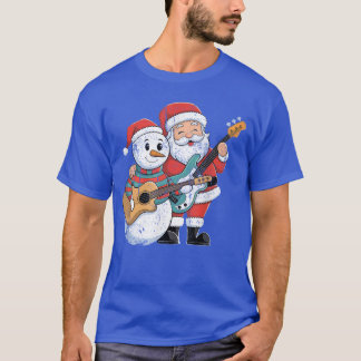 Rock Guitar Snowman und Santa Claus Gitarre spiele T-Shirt
