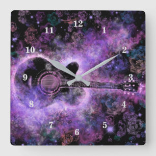 Rock Guitar Wall Clock Rock and Roll Music Quadratische Wanduhr