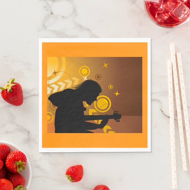 Rock Guitarist Rocker Musician Napkins Serviette (Von Creator hochgeladen)
