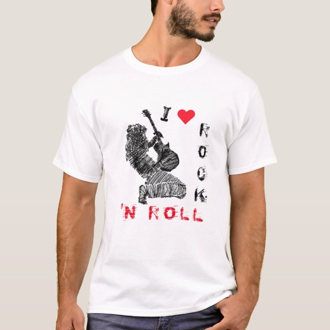 Rock Guitarist T - Shirt - I Liebe Rock'n'Roll (Vorderseite)