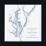 Rock Hall Maryland Elegant Navy Blue Wedding Magnet<br><div class="desc">Feiern Sie Ihre Rock Hall,  Maryland Uferhochzeit mit diesem eleganten Kühlschrankmagnet zum Thema Gastgeschenk Hochzeit in Chesapeake Bay. Ideal für Festlichkeiten am Kai in Huntingfield Creek,  Haven Harbour Marina und Osprey Point. Freuen Sie sich auf dieses charmante und praktische Ambiente. Artwork by Coastal Map Designs.</div>