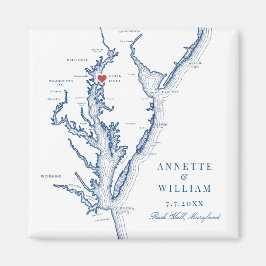 Rock Hall Maryland Elegant Navy Blue Wedding Magnet