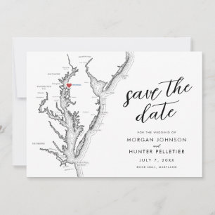 Rock Hall Maryland Karte Minimal Moderne Hochzeit
