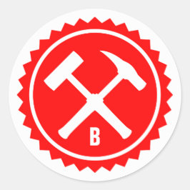 Rock Hammer Abzeichen (Single Initial) Runder Aufkleber