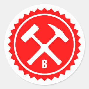 Rock Hammer Abzeichen (Single Initial) Runder Aufkleber