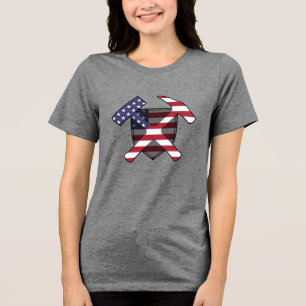 Rock-Hammer-Logo der amerikanischen Flagge Geology Tri-Blend Shirt