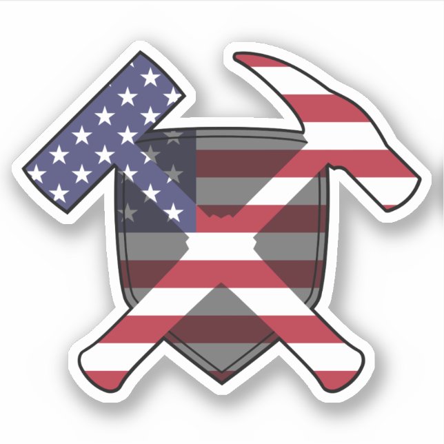 Rock-Hammer-Logo des Geologen - Amerikanische Flag Aufkleber (Vorderseite)