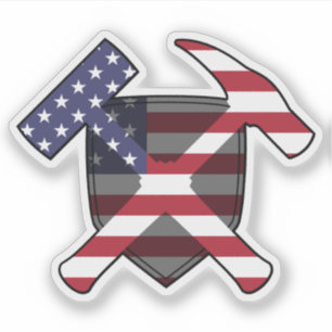 Rock-Hammer-Logo des Geologen - Amerikanische Flag Aufkleber