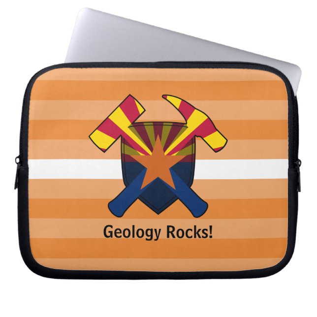 Rock-Hammer-Logo des Geologen mit Arizona-Flagge Laptopschutzhülle (Vorderseite)