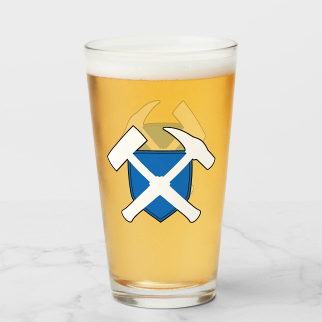 Rock-Hammer-Logo des Geologen mit der Flagge Schot Glas (Vorne (Gefüllt))