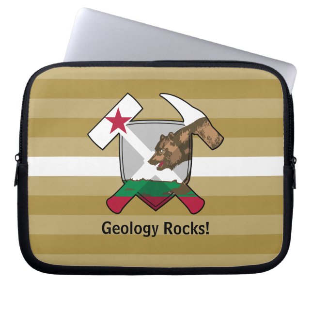 Rock-Hammer-Logo des Geologen mit kalifornischer F Laptopschutzhülle (Vorderseite)
