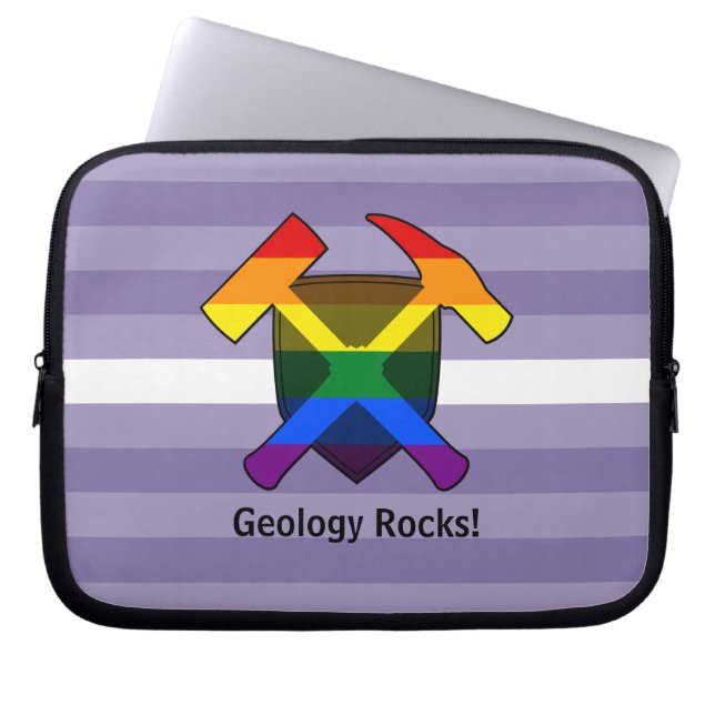 Rock-Hammer-Logo des Geologen mit LGBT-Pride-Flag Laptopschutzhülle (Vorderseite)
