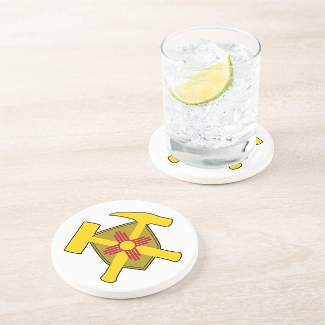 Rock-Hammer-Logo des Geologen mit New Mexico-Flagg Getränkeuntersetzer (Seite)