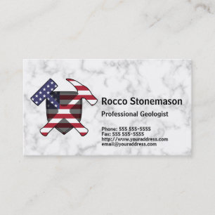 Rock-Hammer-Logo des Geologen mit US-Flagge Visitenkarte