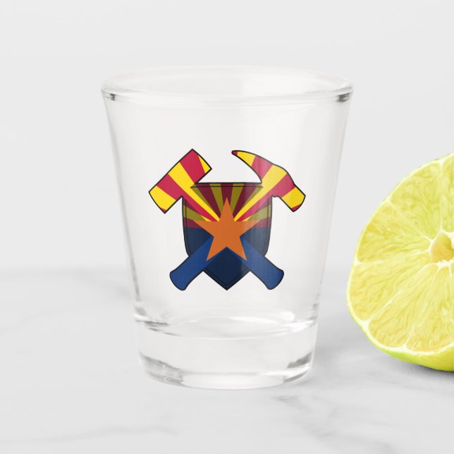 Rock Hammer-Logo von Arizona Geologist Schnapsglas (Vorderseite)