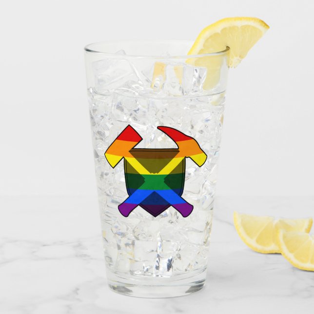 Rock Hammer Shield von Geologist - LGBT Regenbogen Glas (Rückseite Ice)