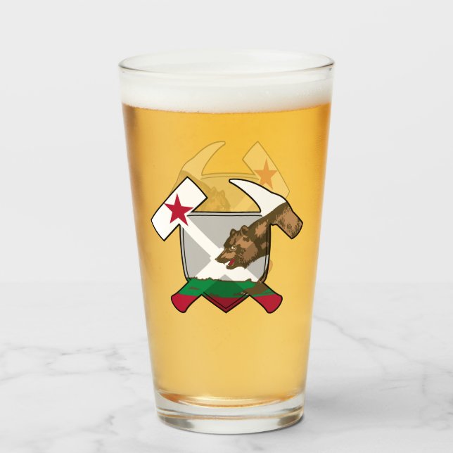Rock Hammer und California Flag-Logo des Geologen Glas (Vorne (Gefüllt))