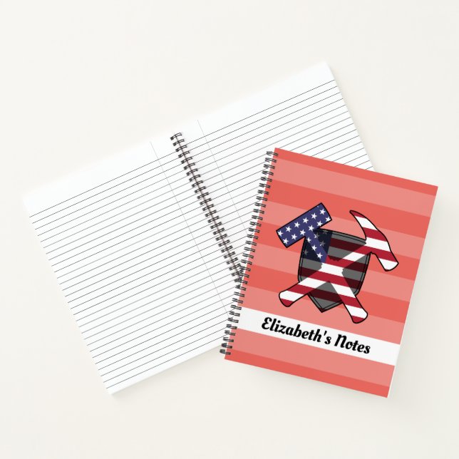 Rock Hammer und das Logo der amerikanischen Flagge Notizbuch (Innenseite)