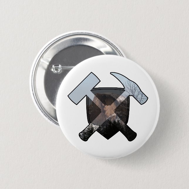 Rock Hammer und Halbkuppel-Logo des Geologen Button (Vorne & Hinten)