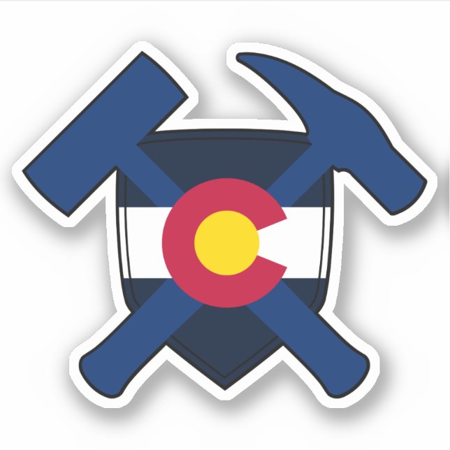 Rock Hammers, Geologist, Colorado State Flag Aufkleber (Vorderseite)