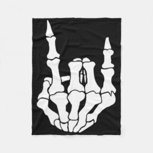 Rock Hand Skelett Vintag Rocker Sign Halloween P Fleecedecke