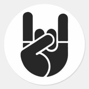 Rock Hand Stencil Runder Aufkleber