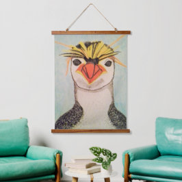 Rock Hopper Penguin Wandteppich Mit Holzrahmen
