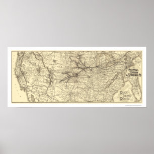 Rock Island Eisenbahnkarte 1888 Poster