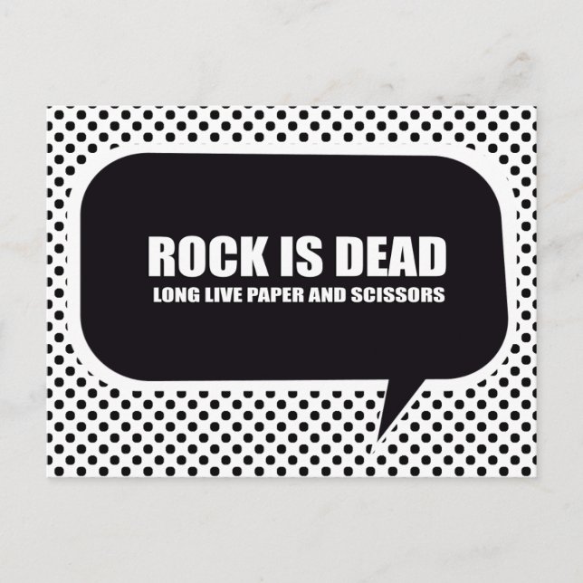 ROCK IST TOT. LANGE LEBENSZEICHEN UND SKISSOREN. POSTKARTE (Vorderseite)