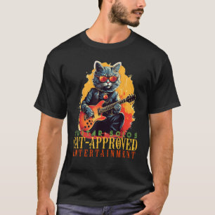 Rock-Katze mit E-Gitarre und Sonnenbrille für T-Shirt