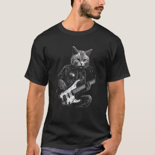 Rock-Katze spielt Gitarre I Lustige Gitarrenkatze T-Shirt