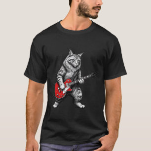 Rock-Klassik-Guitar-Hero-Katze für Männer T-Shirt