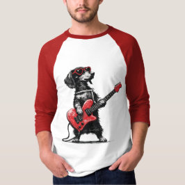 Rock Love Hund – Herz-Gitarre-Kunst T-Shirt