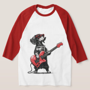 Rock Love Hund – Herz-Gitarre-Kunst T-Shirt