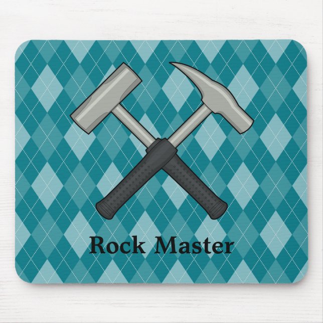Rock Master! Crossed Geology Hammers Mousepad (Vorne)
