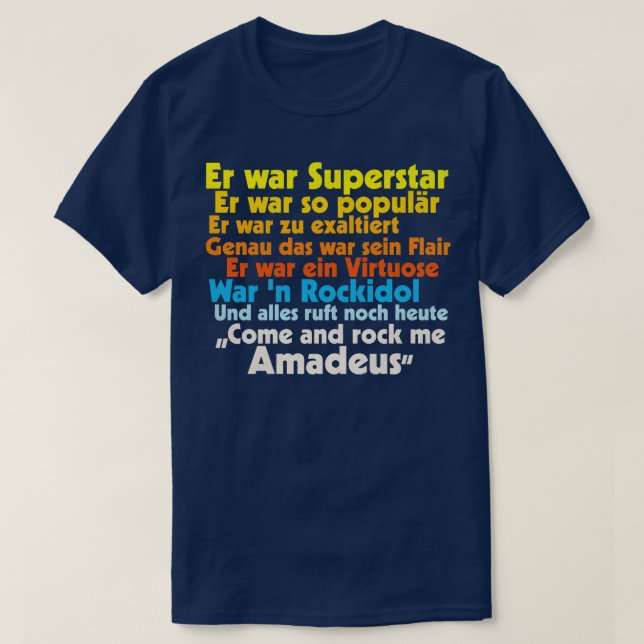 Rock Me Amadeus Falco Texte T-Shirt (Design vorne)