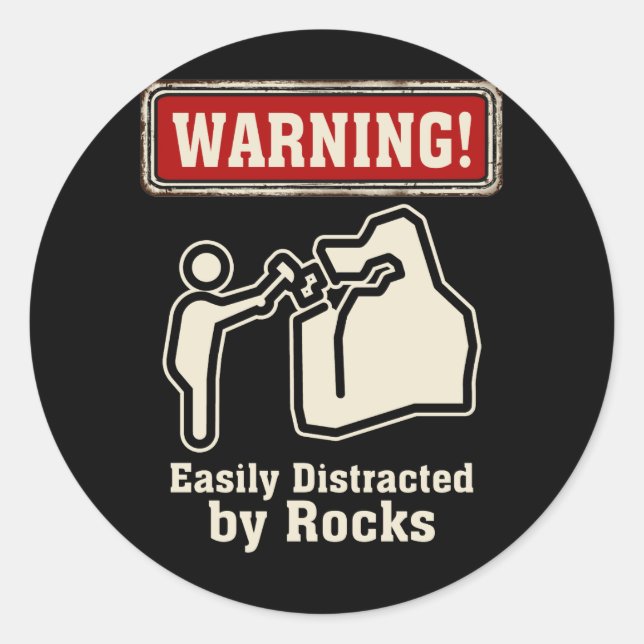 Rock Mineral Collector Easily Distracted By Rocks Runder Aufkleber (Vorderseite)