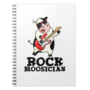 Rock Moosician Funny Cow Musician Pub Notizblock