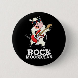 Rock Moosician Funny Cow Musiker Puck Dark BG Button