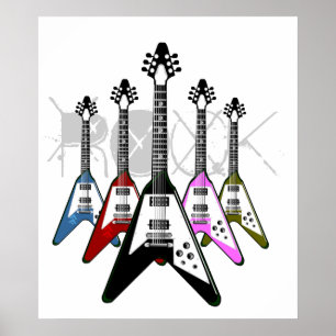 Rock Multi Color Gitarren Poster